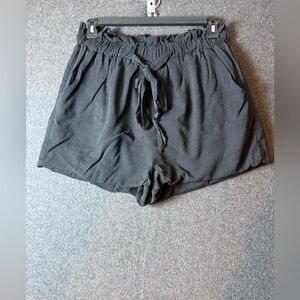 Women’s Xl Black Shorts Parachute High Waist Front Tie Elastic Stretch Cottage